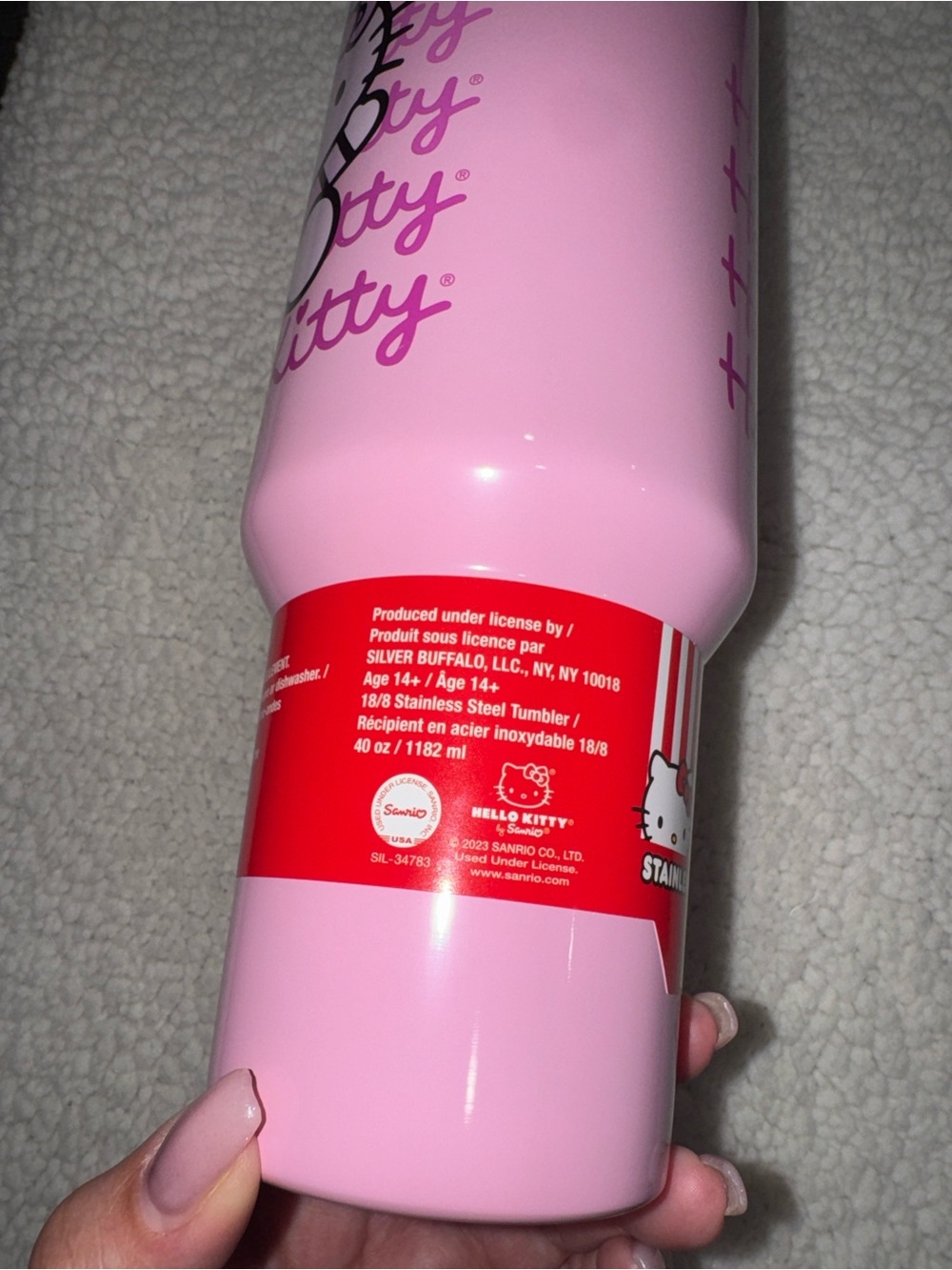 Hello Kitty- NWT  Pink Insulated Stainless Steel Tumbler with Handle and Straw - Picture 9 of 14